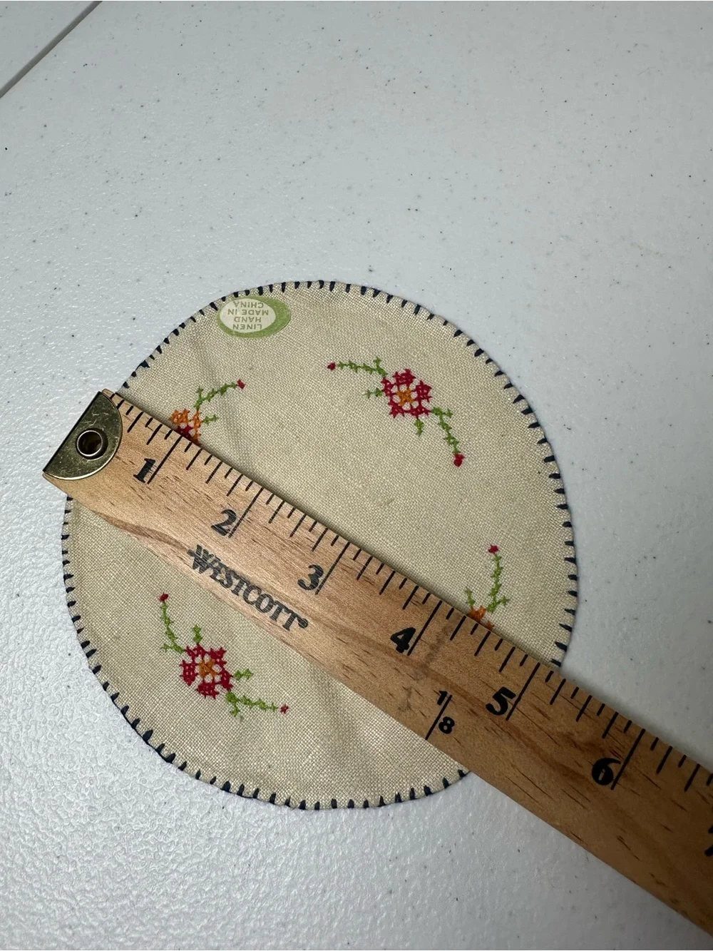 Hand-Embroidered Beige Floral Round Doilies Set - Neutral Table Accents